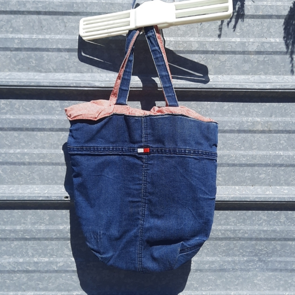 VINTAGE 2 in 1 Tommy Hilfiger Denim & Gingham Shoulder Bag & Coin pouch